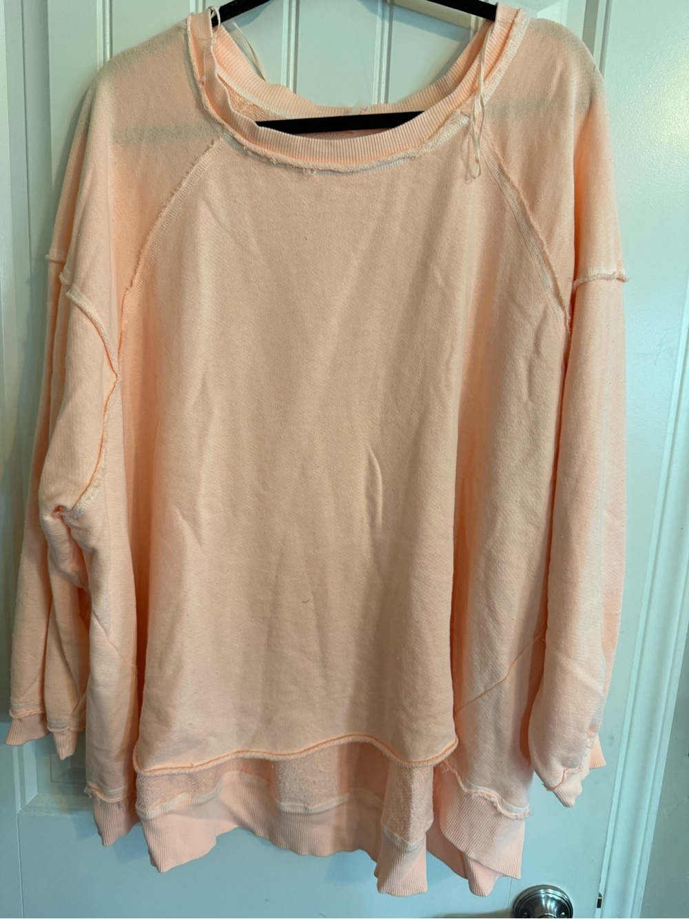 We The Free Peach Raw-Edge Pullover Sweatshirt